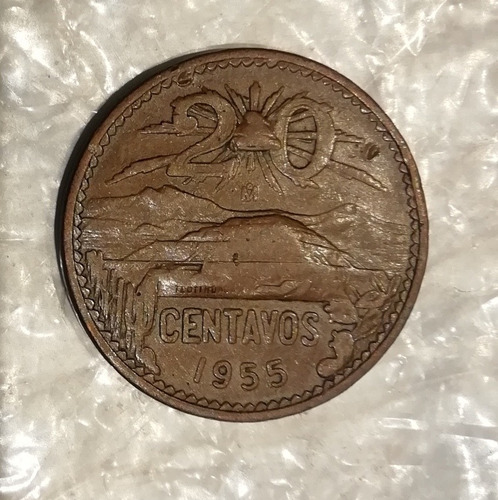 Moneda De 20 Centavos 1955 Tipo 2 En Buen Estado