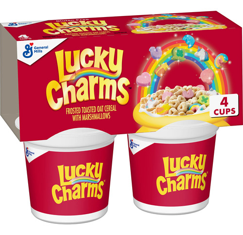 Lucky Charms - Cereal Sin Gluten Con Malvaviscos, 4 Unidades