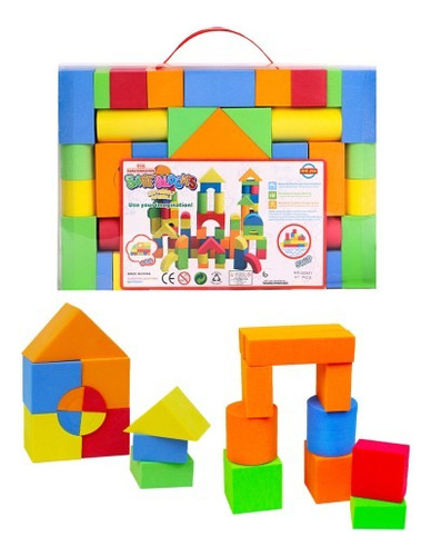Blocos de borracha Eva empilháveis Armar Cylinder Cubes 41 unidades, cor de bebê, multicolorido