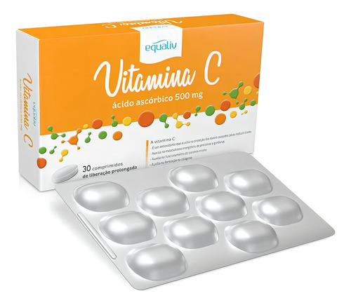 Vitamina C 500mg Ácido Ascórbico Equaliv 30 Comprimidos