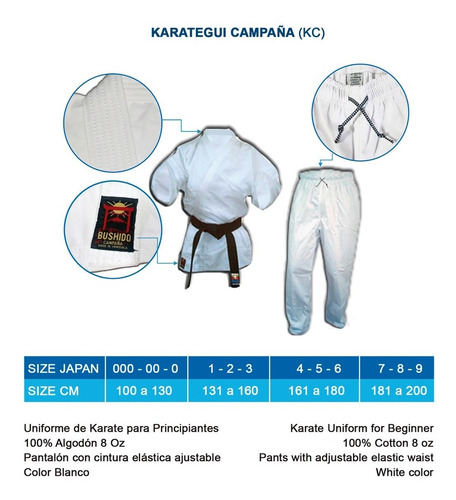 Imagen 2 de 2 de Karategui Bushido De Campaña Talla 4 Al 6