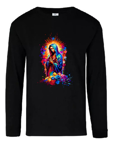 Playeras Virgen De Guadalupe Religión Manga Larga