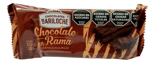 Chocolate Bariloche En Rama Semi Amargo X30g Calidad Premium