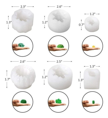 6 Moldes De Resina De Flor De Cacto Com Molde De Silicone