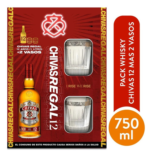 Whisky Chivas 12 Años + 2 Vasos - mL a $276