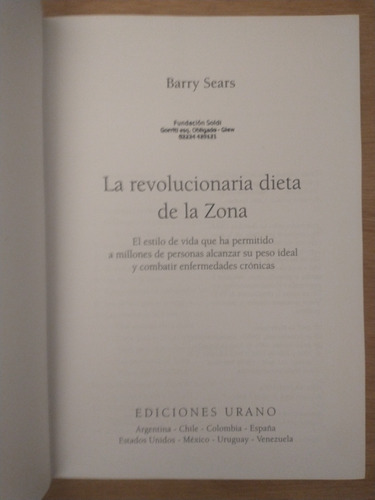 La Revolucionaria Dieta De La Zona - Dr. Barry Sears (Usado)