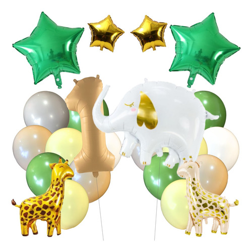 Combo Globos Cumpleaños Elefante Jirafa Estrella Completo