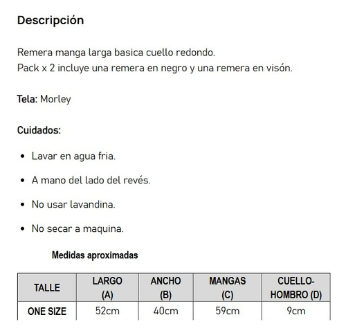 Pack Combo X2 Remera Manga Larga Rayada Mujer Dama Basico