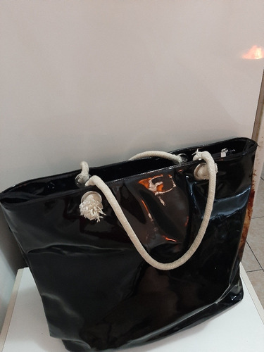 Bolso Tote Bag Acharolada Negra