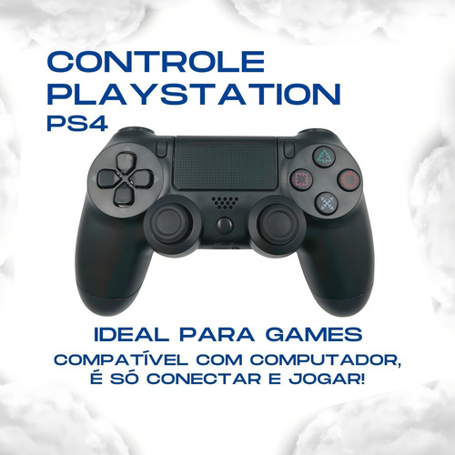 Controle Ps4 Manete Sem Fio Compatível Play 4 Imediato Cor Preto