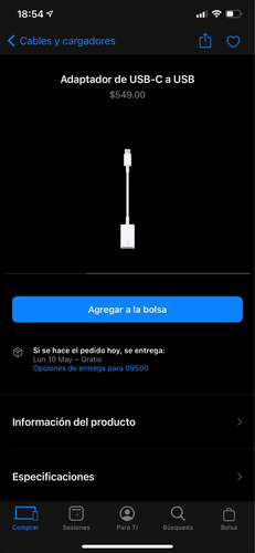 Adaptador De Usb C A Usb Apple Original (Usado)
