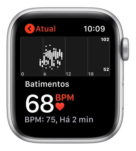 Imagem 4 de 9 de Apple Watch SE (GPS, 40mm) - Caixa de alumínio galactic silver - Pulseira esportiva Branco