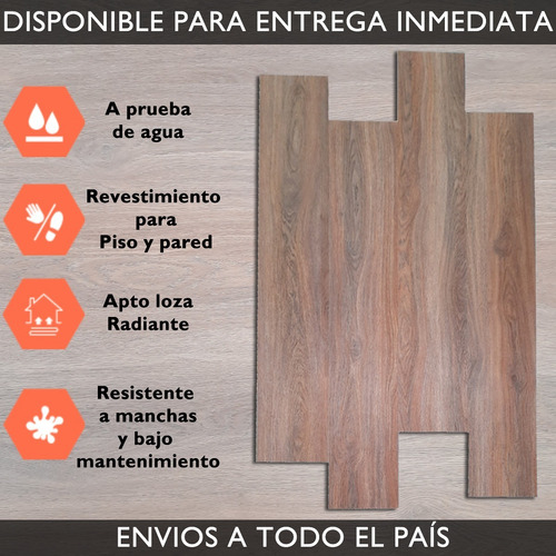 Imagen 3 de 9 de Piso Vinilico Click Spc 4mm Alto Transito Símil Madera X M²