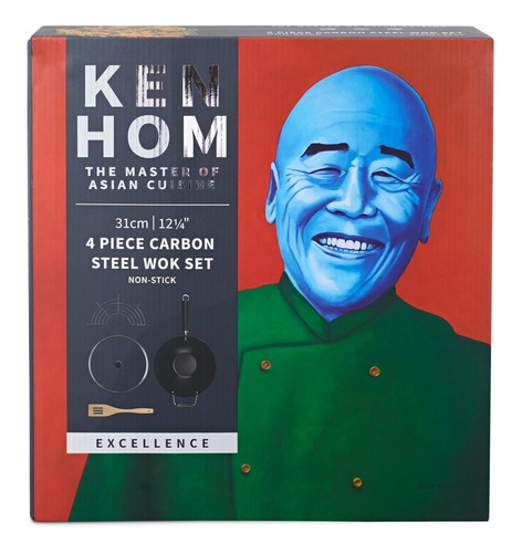 Imagen 2 de 8 de Wok Con Tapa 31cm, Rejilla Y Espátula Ken Hom