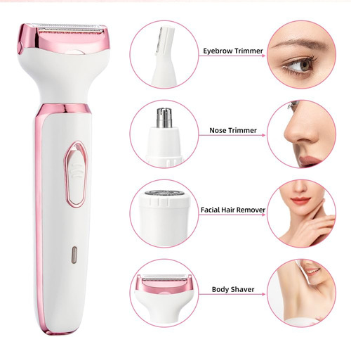 Máquina Depiladora 4 En 1 Recargable Faciales Pelo Nariz