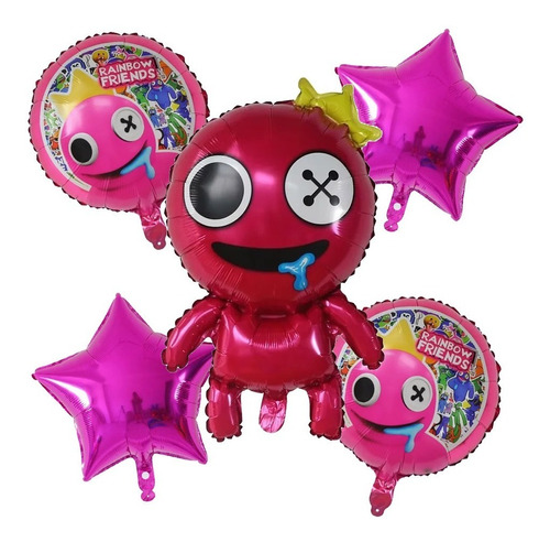 Globos Rainbow Friend Huggy/wuggy Kit De 5 Personaje Pink