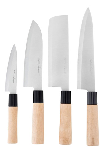 Juego Cuchillas Premium Sushi & Sashimi Metal Con Carbono