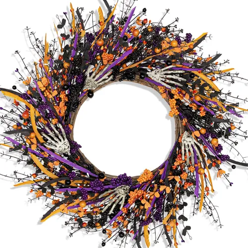 Corona De Halloween Con Forma De Esqueleto Violeta Y Perenne