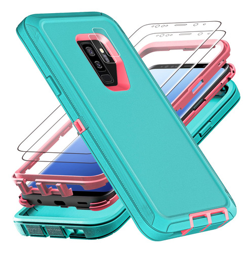 Funda Para Galaxy S9 Plus Aqua Azul/rosa Plastico Tpu