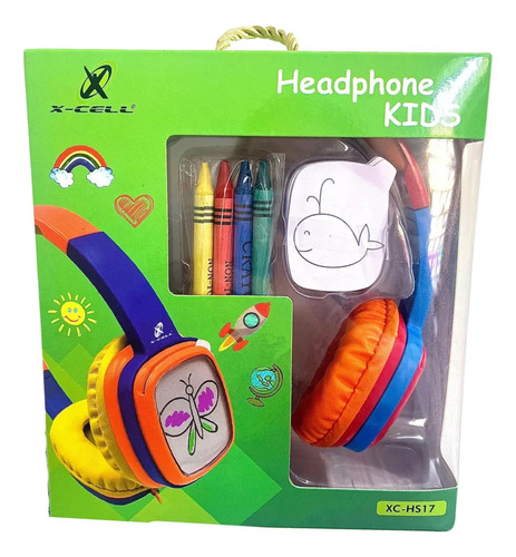 Fone De Ouvido Kids X-cell Xc-hs17com Giz De Cera Cor Laranja