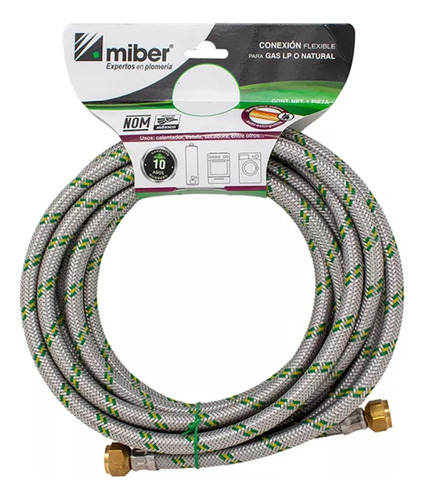 Manguera Flexible Aluminio Gas 3/8 X 3/8 3mts Estufa Boiler