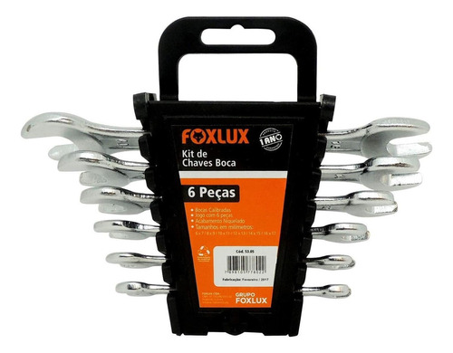 Kit Chave De Boca Fixa Foxlux Com 6 Peças 6x7mm A 16x17mm