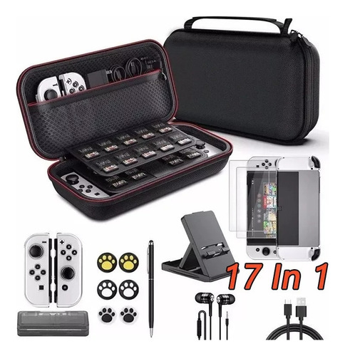 Para Nintendo Switch Oled 17 En 1 Estuche Con Kit Accesorios