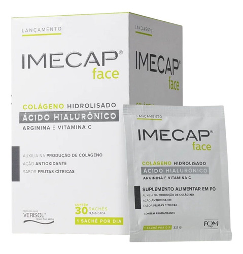 3 Caixas Imecap Face Colágeno 30 Sachês Beleza E Firmeza Sabor Frutas Cítricas