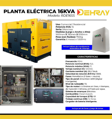 Generador Planta Electrica Gasoil 16kva Dheray Rde16ss