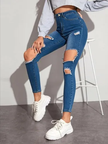 Pantalones super rotos mujer sale