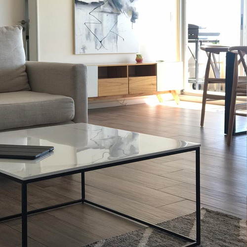 Imagen 4 de 8 de Mesa Ratona Apoyo Baja Auxiliar Living Simil Marmol Moderna