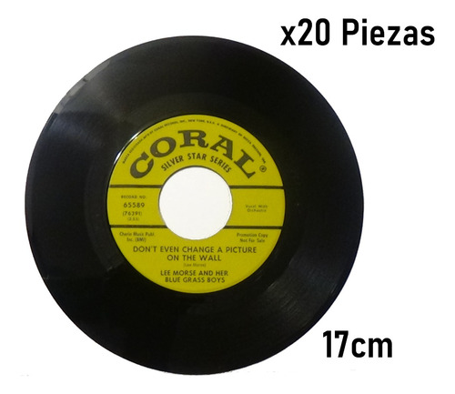 Lote De 20 Discos De Decoración, 17cm Vinilo Acetato (Usado)