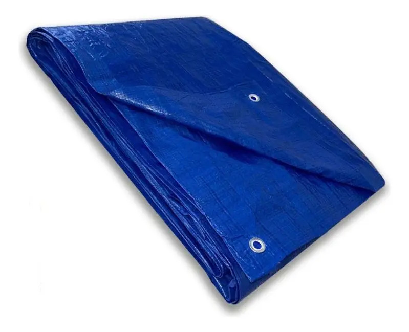 Lona Plástica Lonas Online Azul 5x4m Polietileno Reforçada com Ilhós 100 Micras