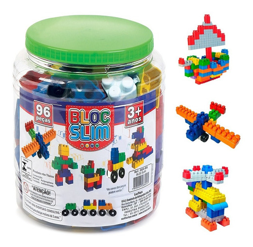 Blocos De Montar 96 Peças Brinquedo Educativo Infantil Balde