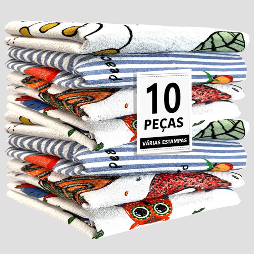Pano De Copa Atoalhado Felpudo 70x45 Grosso Kit 10 Unidades