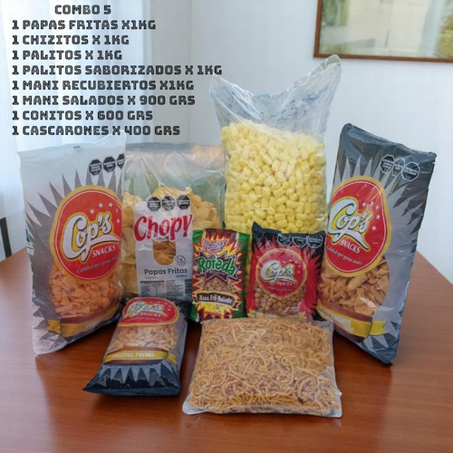Combo Snack Cumpleaños, Papas Fritas,conitos, Mani Y Mas!