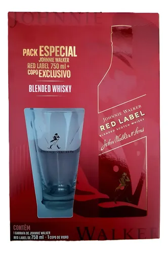 Kit Whisky Johnnie Walker Red Label 750ml + Copo De Vidro