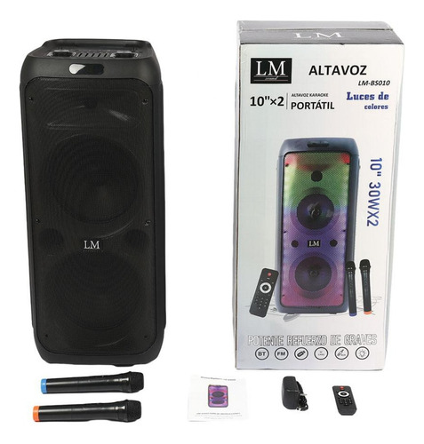 Bafle 2x 10 Pulgadas Con Karaoke Y Microfonos Lm-bs010