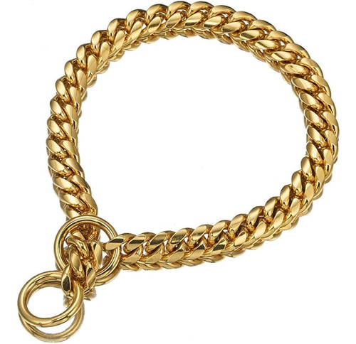 Aiyidi Collar De Cadena De Perro Chapado En Oro De 18 Quilat