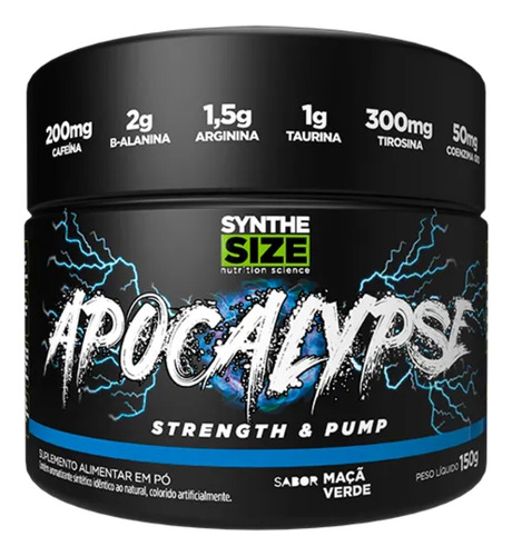 Suplemento Em Pó Pré Treino Apocalypse Formula Avançada 150g Sabor Maçã Verde