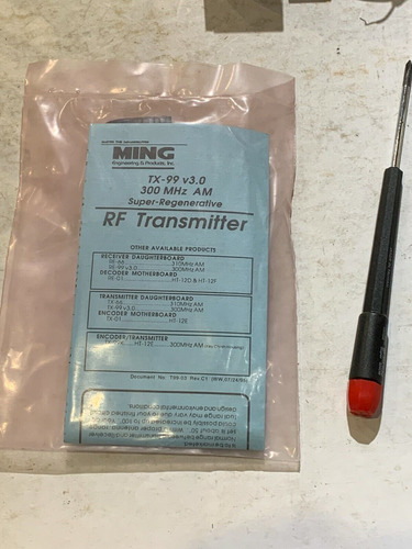 Ming Engineering Tx-99 V3.0 300mhz Am Rf Transmitter - N Mma