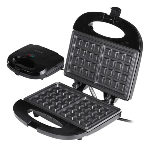 Waflera Eléctrica Antiadhere Negra 750w Clásico Estilo Belga