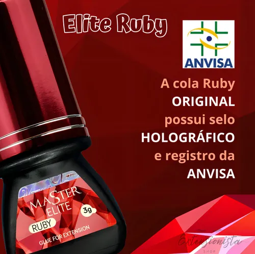 Adhesivo para extensiones de pestañas Elite Master Hs Ruby, 3 ml, color negro