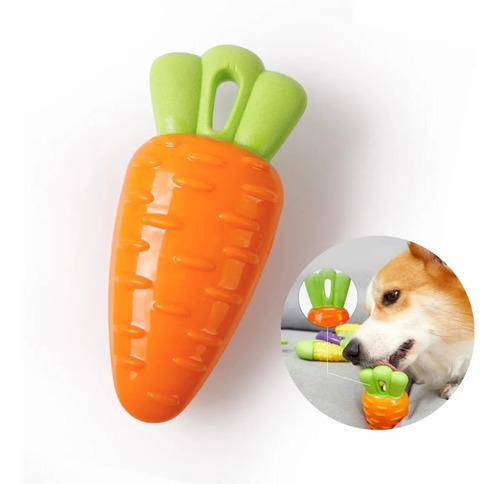 Juguete Zanahoria Perro Silicona Mascota Resistente Sonoro