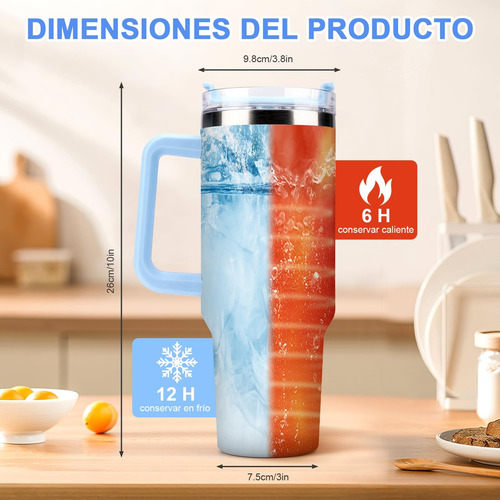 Termo Acero Inoxidable 40oz Vaso Térmico Mantiene Frio Azul