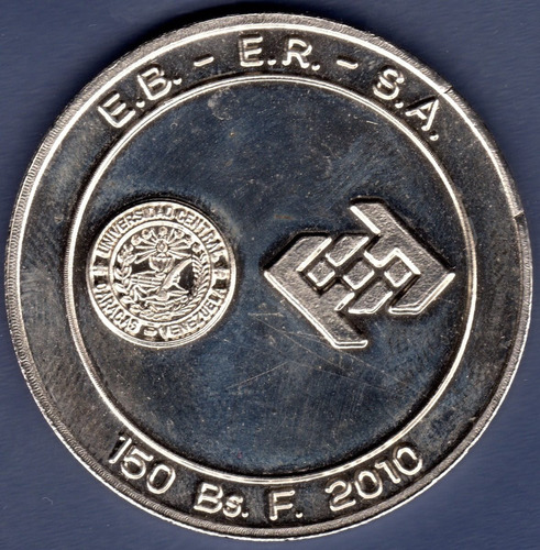 Moneda Medalla Valor Facial 150 Bolívares 2010 Ucv Plateada 