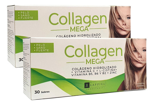 Combo X2 Lappiel Collagen Mega Pelo Y Uñas 30 Sobres