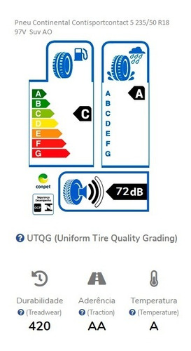 Imagem 3 de 4 de Pneu Continental Contisportcontact 5 235/50 R18 97v Suv Ao
