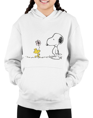 Poleron Infantil Niña Snoopy Charlie Brown Flor Estampado Algodon