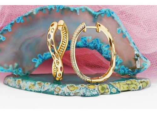 Aretes Arracada Oro 24k Cristal Estilo Mujer Casual Regalos